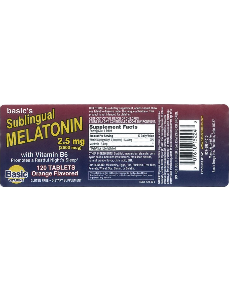 Melatonin Sublingual 2.5mg. Tablets